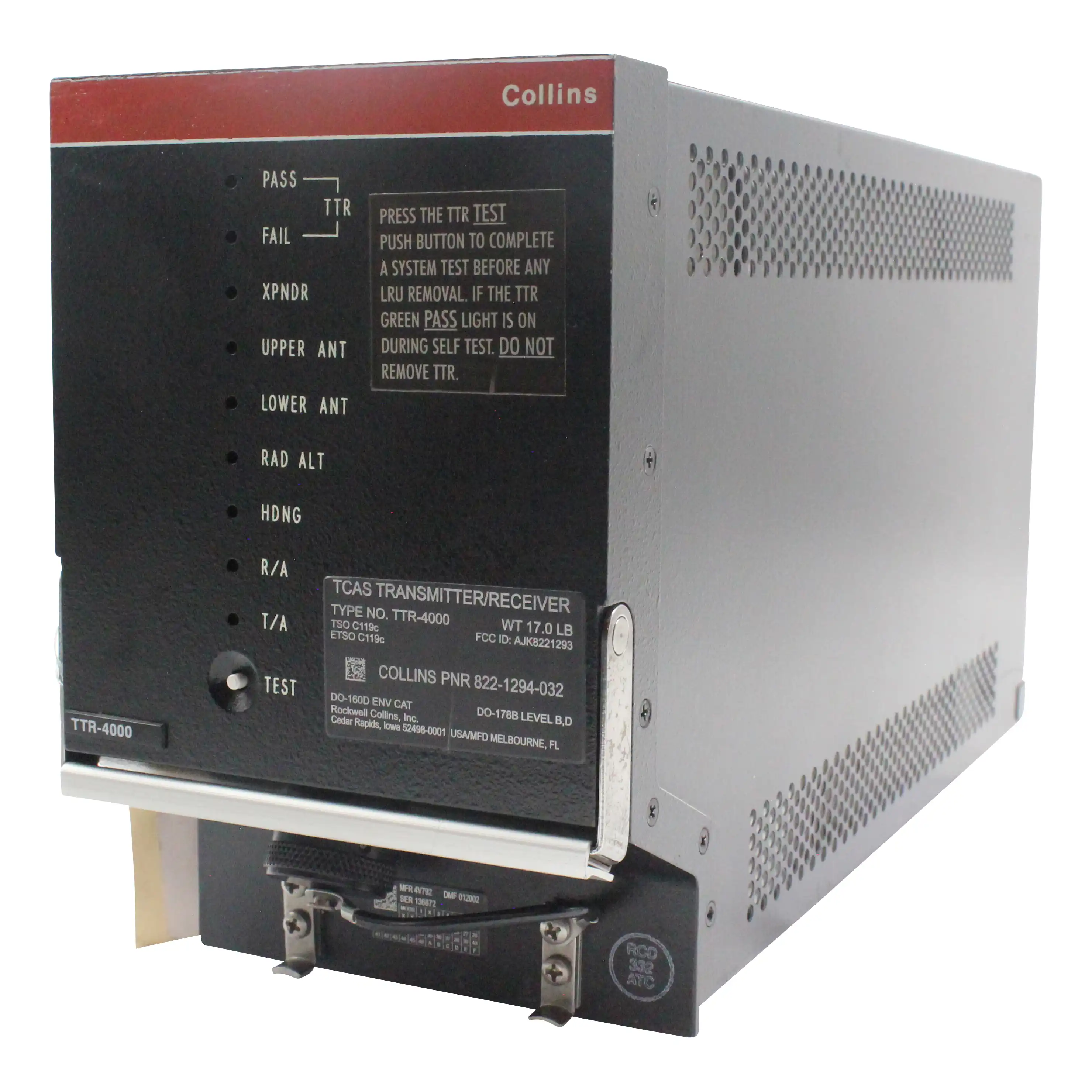 ROCKWELL COLLINS TCAS TTR-4000 EXC 822-1294-032 | Duncan Aviation